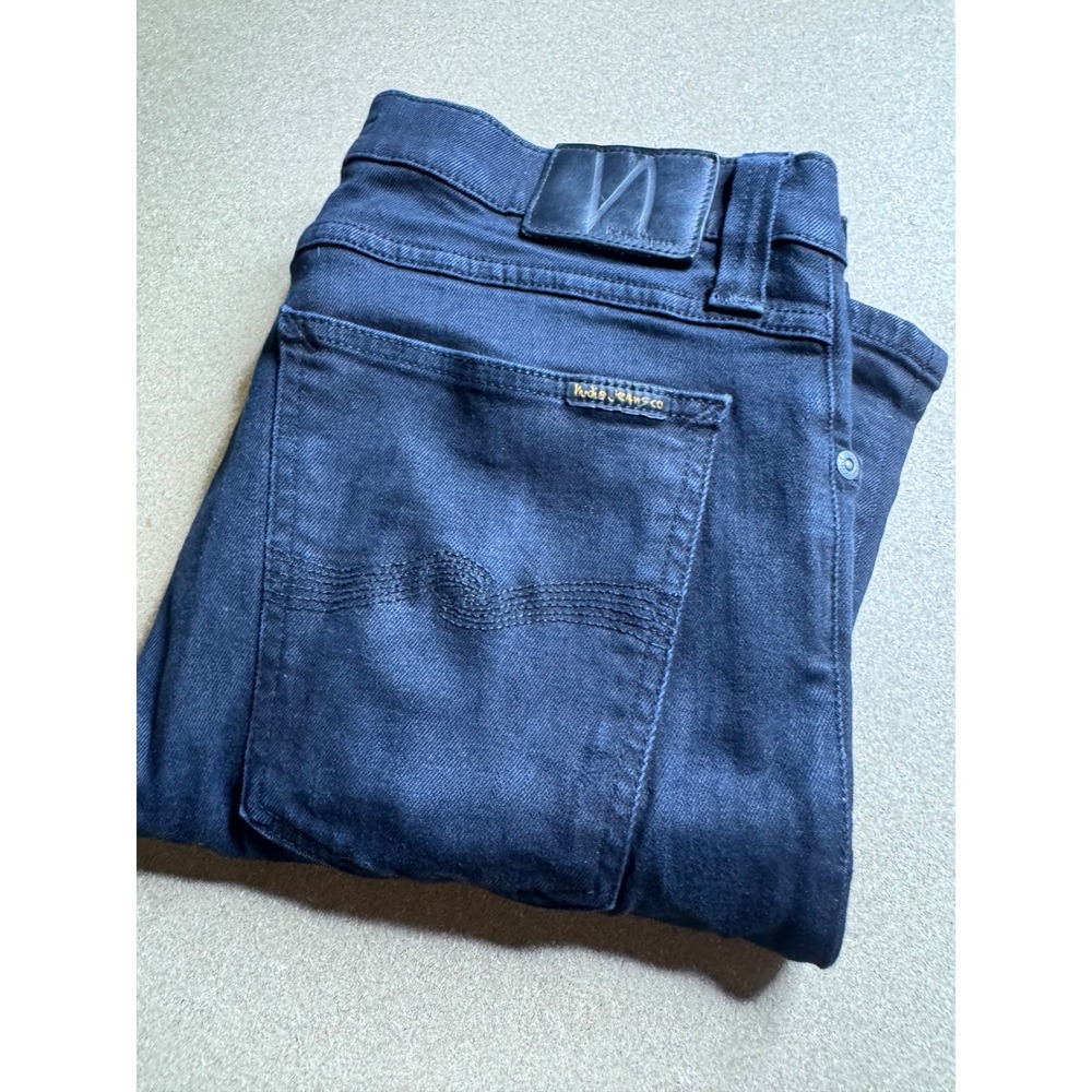 Nudie Jeans Co Mens Organic Cotton Denim Pants Indigo BlackSize 34x30